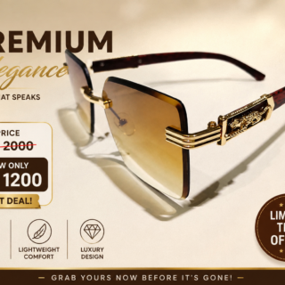 ELEGANT RIMLESS METAL SIDE SUNGLASSES