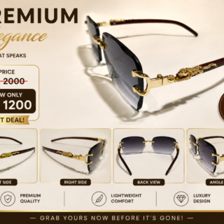 PREMIUM ELEGANT RIMLESS METAL SIDE SUNGLASSES