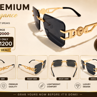 PREMIUM ELEGANT & LUXURY RIMLESS METAL SIDE SUNGLASSES