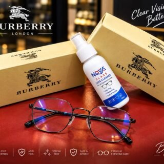 . BURBERRY LONDON - BLACK METAL ROUND FRAME + BLUE LIGHT V2